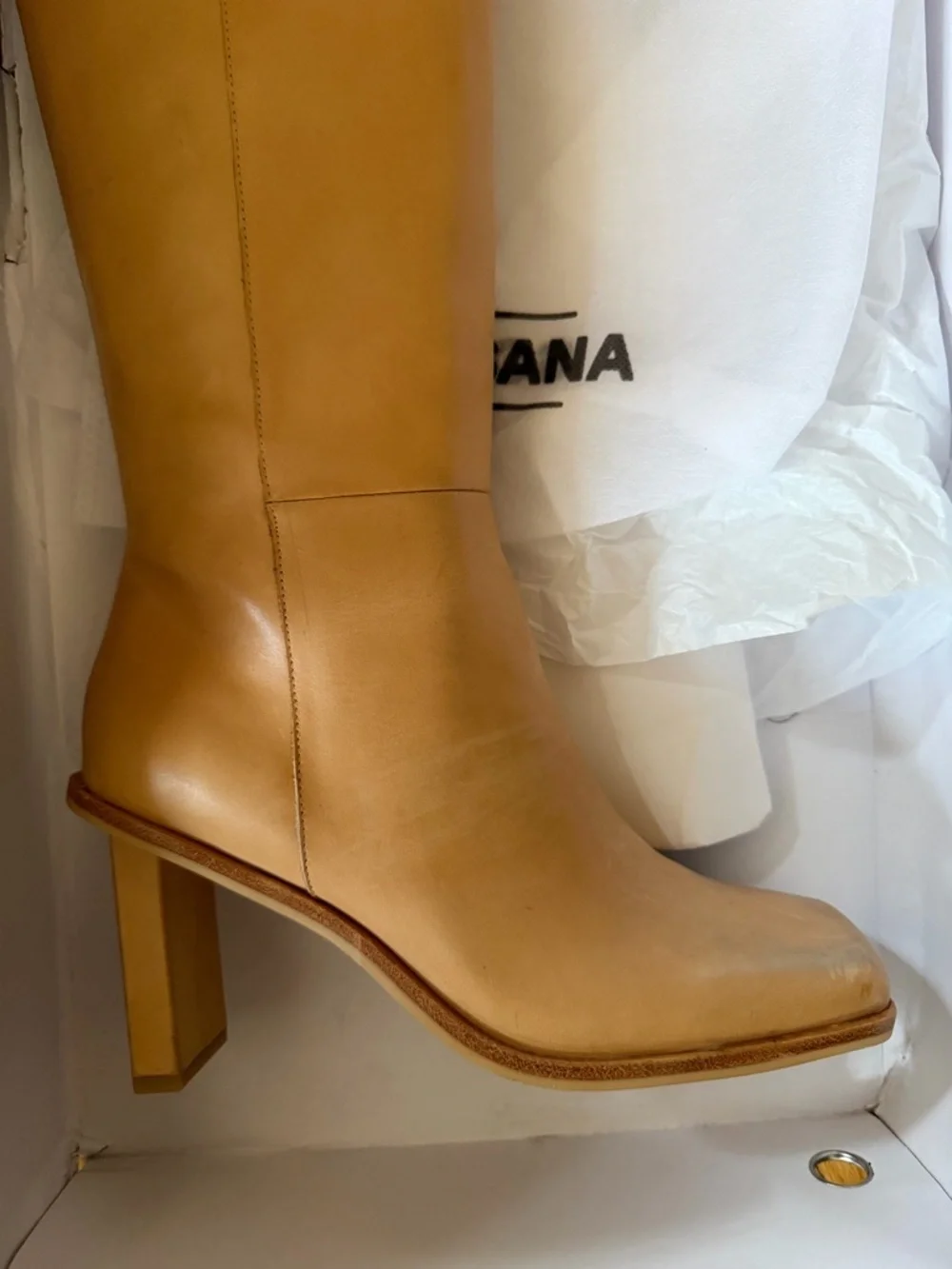 Sol Sana Eon Knee High Boots Tan Leather heels shoes Revolve 40 9